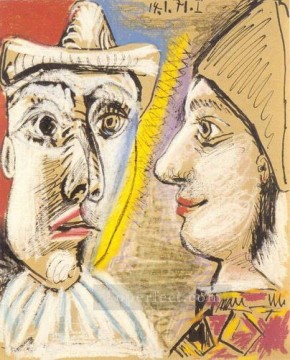 Pierrot and harlequin profile 1971 cubist Pablo Picasso Oil Paintings